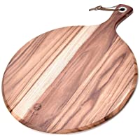Los mejores  - Bandeja de madera de acacia para pizza o repostería- bandeja redonda para pizza- pala de transferencia para hornear…